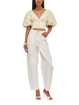 Aje Halo Embroidered Barrel Leg Jeans, White