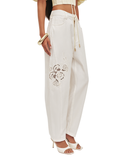 Aje Halo Embroidered Barrel Leg Jeans, White - view 2, White