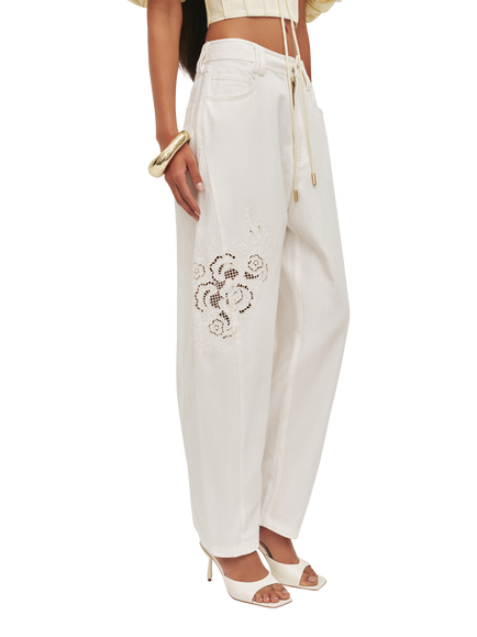 Aje Halo Embroidered Barrel Leg Jeans, White - view 2, White