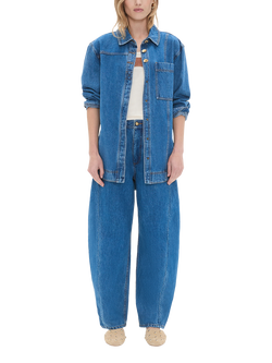 Aje Rylan Oversized Denim Shirt, Mid Wash, Mid Wash