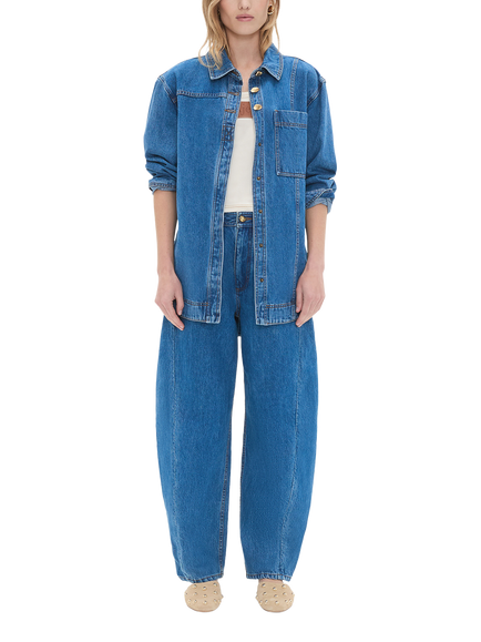 Aje Rylan Oversized Denim Shirt, Mid Wash, Mid Wash