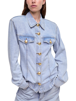 Aje Tia Long Sleeve Denim Shirt, Light Blue Wash - view 2, Light Blue Wash
