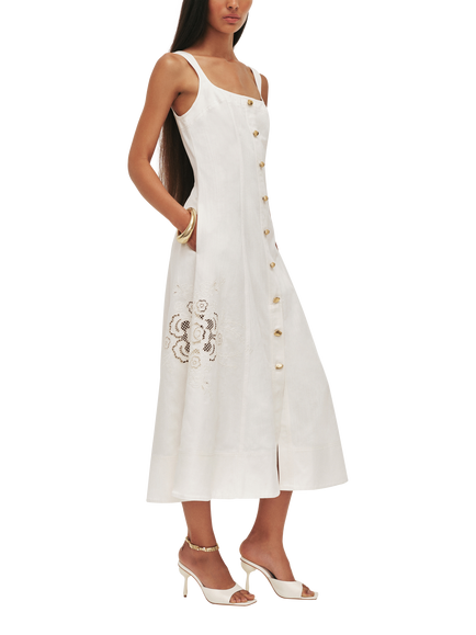 Aje Halo Embroidered Shirt Midi Dress, White Ivory - view 2, White