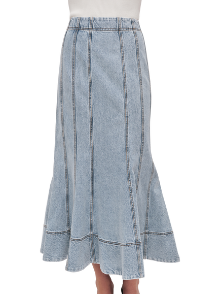 Aje Tia Denim Midi Skirt, Light Blue Wash - view 2, Light Blue Wash