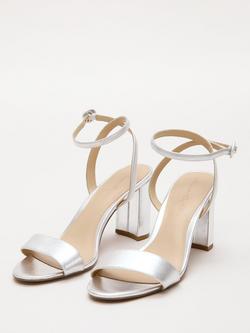 Phase Eight Strappy Block Heel, Silver - view 2, Silver