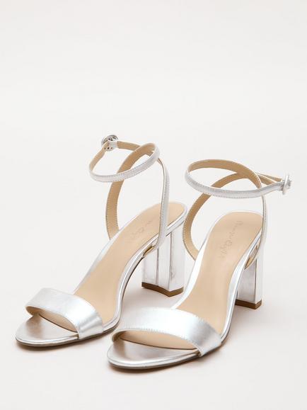 Phase Eight Strappy Block Heel, Silver - view 2, Silver