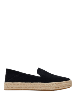 TOMS Carolina Suede Platform Espadrilles, Black