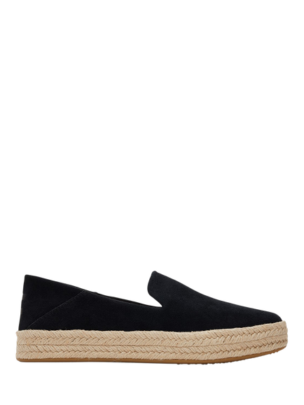 TOMS Carolina Suede Platform Espadrilles, Black