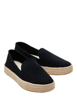 TOMS Carolina Suede Platform Espadrilles - view 2, Black
