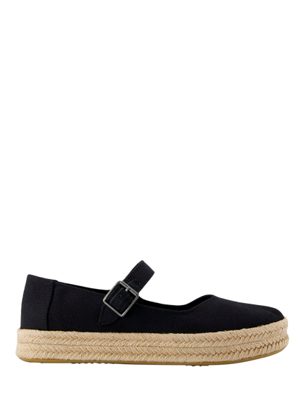 TOMS Carolina Mary Jane Flatform Espadrilles, Black