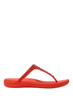 FitFlop Solay Mixed Crystal Toe Post Sandals, Cherry Tomato, Cherry Tomato