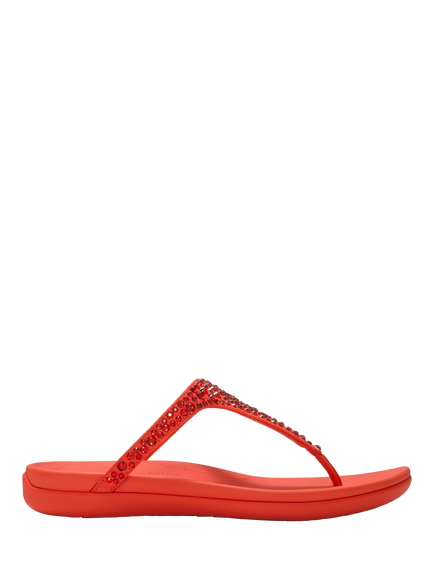 FitFlop Solay Mixed Crystal Toe Post Sandals, Cherry Tomato, Cherry Tomato