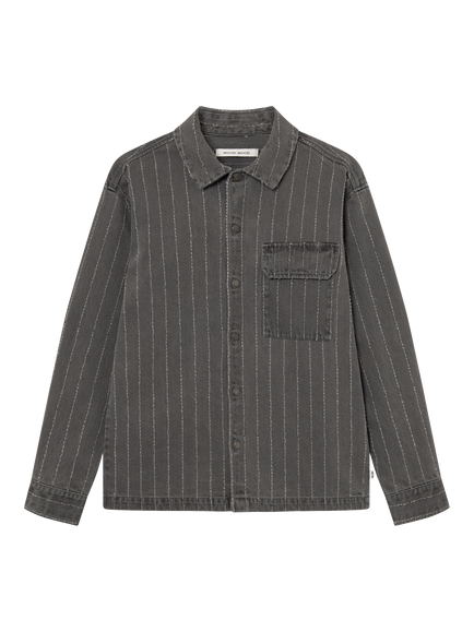 WOOD WOOD David Stripe Denim Overshirt, Grey Denim, Grey Denim