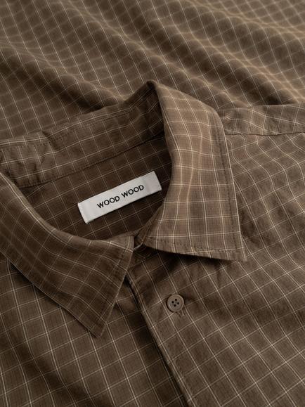 WOOD WOOD Nico Check Cotton Shirt, Desert Palm Check - view 2, Desert Palm Check