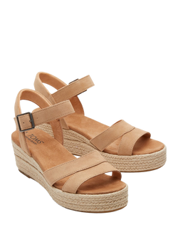 TOMS Audrey Platform Wedge Espadrille Sandals, Honey - view 2, Honey