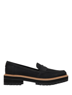 TOMS Cara Lug Sole Leather Loafers, Black, Black