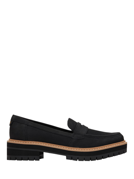 TOMS Cara Lug Sole Leather Loafers, Black, Black