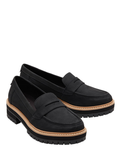 TOMS Cara Lug Sole Leather Loafers, Black - view 2, Black