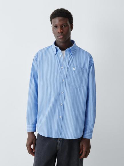 Carhartt WIP Keene Stripe Cotton Poplin Shirt, Stripe/Curacao, Stripe/Curacao