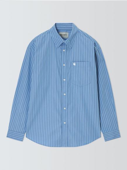 Carhartt WIP Keene Stripe Cotton Poplin Shirt, Stripe/Curacao, Stripe/Curacao