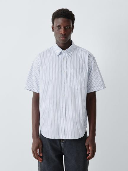 Carhartt WIP Keene Stripe Short Sleeve Cotton Poplin Shirt, Stripe/White, Stripe/White