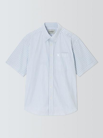 Carhartt WIP Keene Stripe Short Sleeve Cotton Poplin Shirt, Stripe/White, Stripe/White