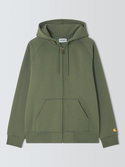 Carhartt WIP Chase Zip Front Cotton Blend Hoodie, Leaf/Gold, Leaf/Gold
