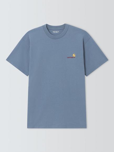 Carhartt WIP American Script Logo Cotton T-Shirt, Shady Blue, Shady Blue