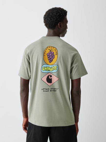 Carhartt WIP Stacked Grapes Crew Neck Cotton T-Shirt, Shady Green - view 2, Shady Green
