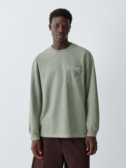 Carhartt WIP Pocket Long Sleeve Cotton T-Shirt, Shady Green, Shady Green