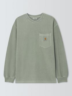 Carhartt WIP Pocket Long Sleeve Cotton T-Shirt, Shady Green, Shady Green