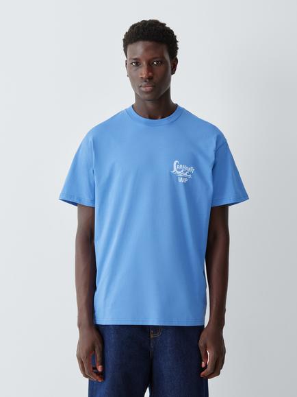 Carhartt WIP Waves Crew Neck Cotton T-Shirt, Curacao, Curacao