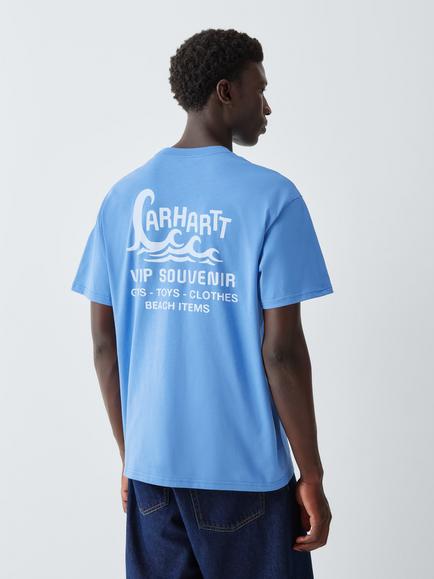 Carhartt WIP Waves Crew Neck Cotton T-Shirt, Curacao - view 2, Curacao
