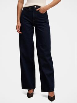 Forever New Yasmin Slim Wide Leg Jeans, Dark Wash, Dark Wash