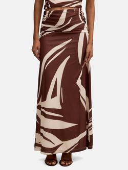 Forever New Petite Mimi Maxi Skirt, Brown/Multi, Brown/Multi