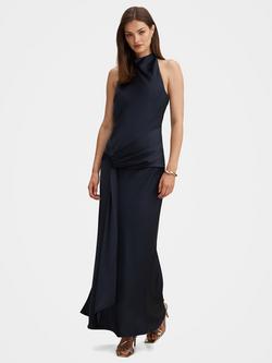 Forever New Abby Halterneck Satin Maxi Dress, Navy, Navy