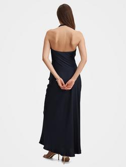 Forever New Abby Halterneck Satin Maxi Dress, Navy - view 2, Navy