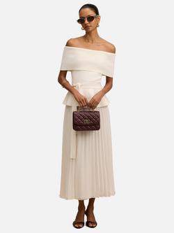 Forever New Petite Charlotte Bardot Midi Dress, Cream, Cream