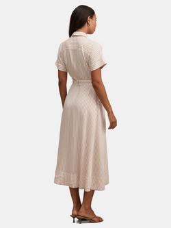 Forever New Emma Stripe Shirt Midi Dress, Brown/White - view 2, Brown/White