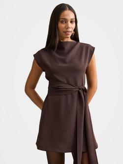 Forever New Peony Tie Waist Mini Dress, Dark Chocolate, Dark Chocolate