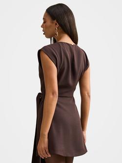 Forever New Peony Tie Waist Mini Dress, Dark Chocolate - view 2, Dark Chocolate