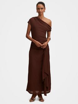 Forever New Petite Piper Cap Sleeve Mesh Midi Dress, Deep Mahogany, Deep Mahogany