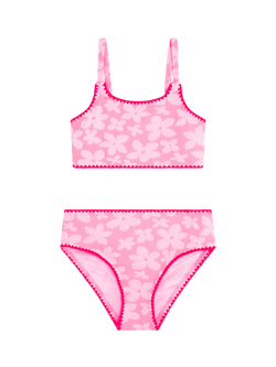 Angels by Accessorize Kids' Floral Textured Bikini Set, Pink, Pink