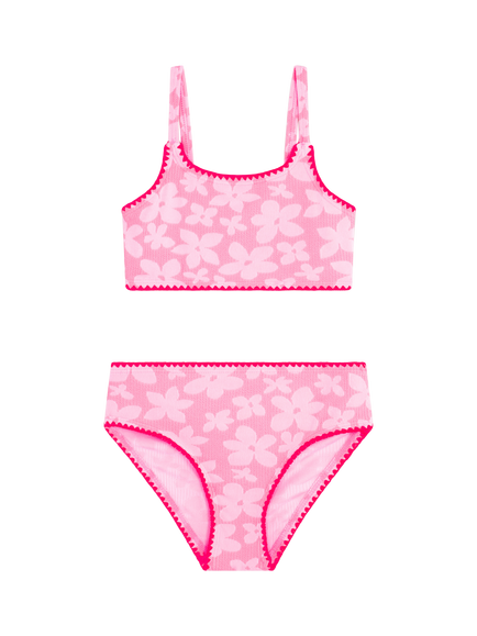 Angels by Accessorize Kids' Floral Textured Bikini Set, Pink, Pink