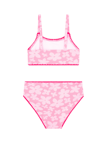 Angels by Accessorize Kids' Floral Textured Bikini Set, Pink - view 2, Pink