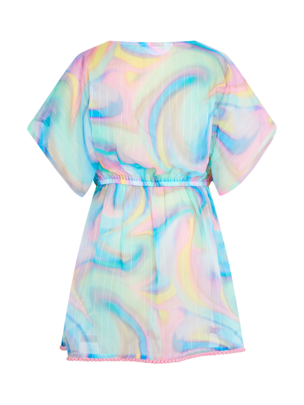 Angels by Accessorize Kids' Shimmer Ombre Kaftan, Pastel/Multi - view 2, Pastel/Multi