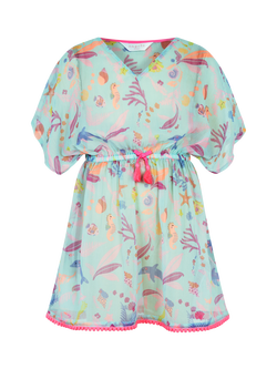Angels by Accessorize Kids' Sea Life Shortie Kaftan, Pastel/Multi - view 2, Pastel/Multi