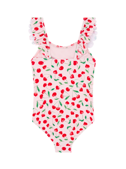 Angels by Accessorize Kids' Cherries Frilled Swimsuit, Pink - view 2, Pink