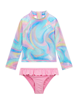 Angels by Accessorize Kids' Ombre Rash Top and Bottoms Set, Pastel/Multi, Pastel/Multi