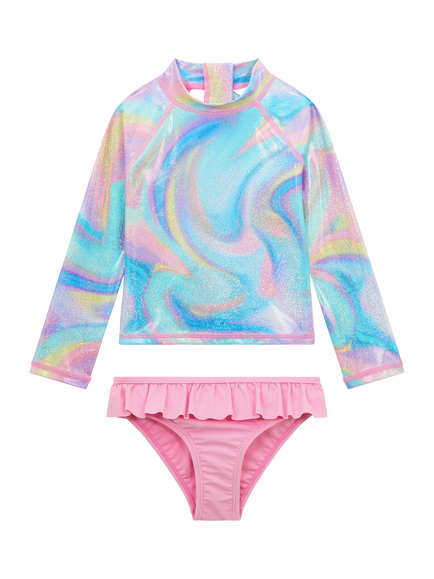 Angels by Accessorize Kids' Ombre Rash Top and Bottoms Set, Pastel/Multi, Pastel/Multi